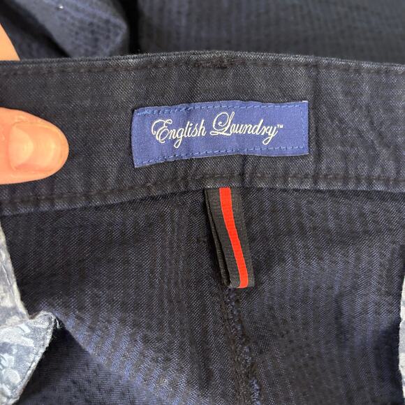 English Laundry Seersucker Shorts 40 Blue‎ Black Cotton Golf Classic 9" Inseam - Picture 7 of 9